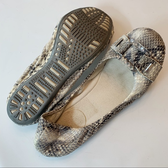 Stuart Weitzman Lucid Python Embossed Flats 9 - Picture 3 of 8